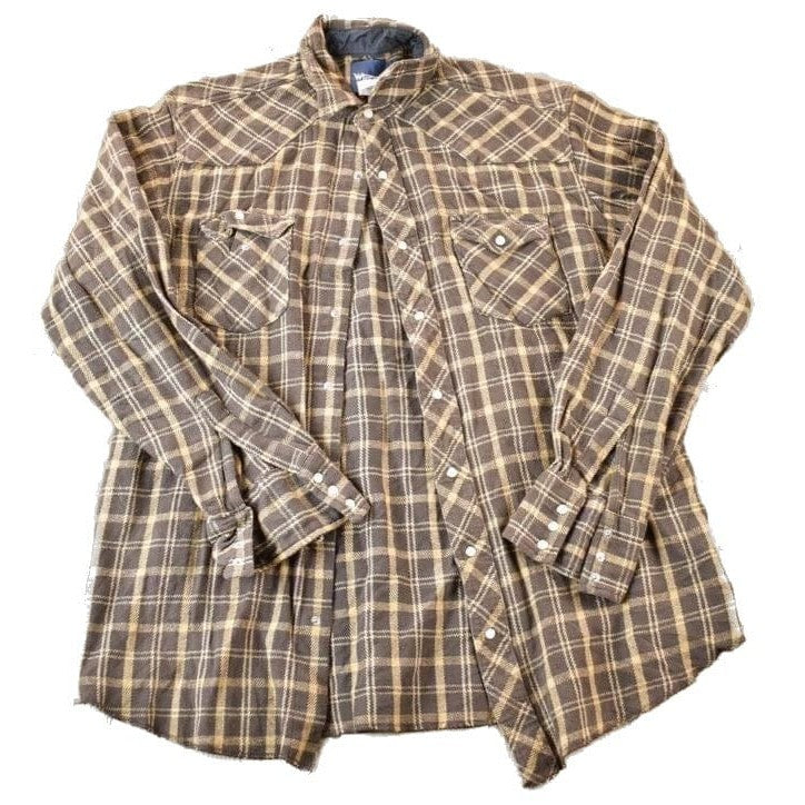 Vintage 1990's Wrangler Plaid Button Up Western Shirt Made In USA Men's Large from propervintagecanada