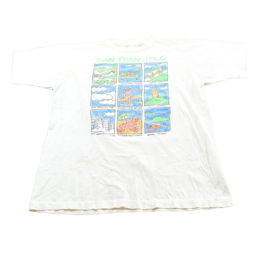 Vintage 1990 San Francisco Golden Gate Bridge Landmarks Souvenir T-Shirt Men's L from propervintagecanada