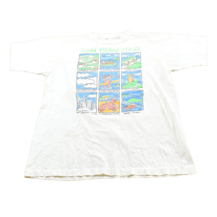 Vintage 1990 San Francisco Golden Gate Bridge Landmarks Souvenir T-Shirt Men's L from propervintagecanada