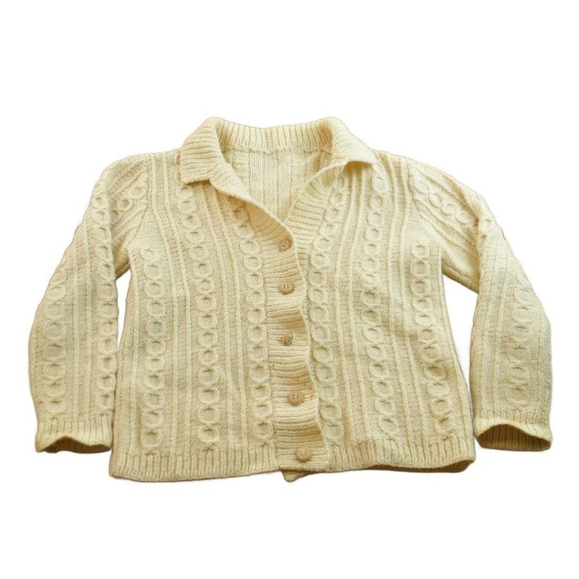 Vintage 1990s 100% Wool Cable Knit Cardigan Sweater Women's M from propervintagecanada