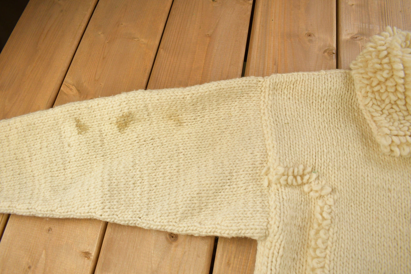 Vintage 1990s 100% Wool Hand Knit Zip Up Sweater Men's Medium from propervintagecanada