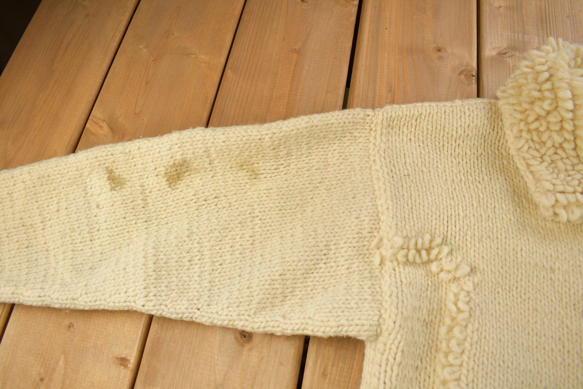 Vintage 1990s 100% Wool Hand Knit Zip Up Sweater Men's Medium from propervintagecanada