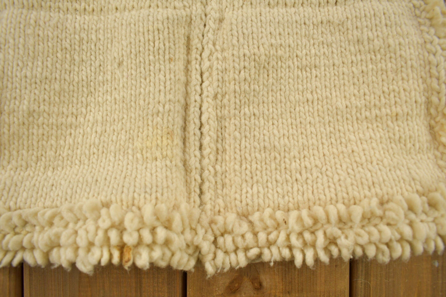 Vintage 1990s 100% Wool Hand Knit Zip Up Sweater Men's Medium from propervintagecanada