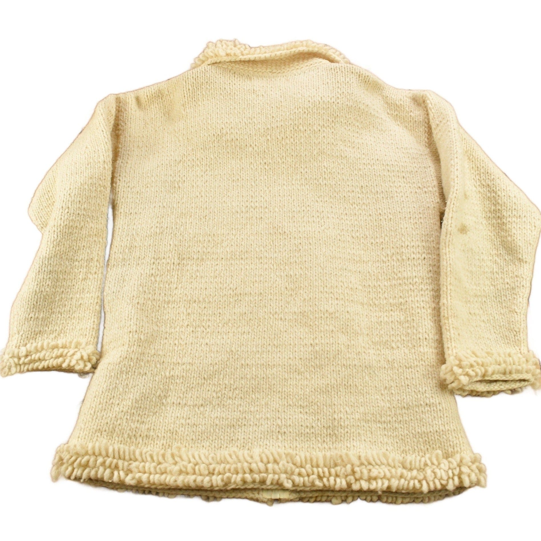 Vintage 1990s 100% Wool Hand Knit Zip Up Sweater Men's Medium from propervintagecanada