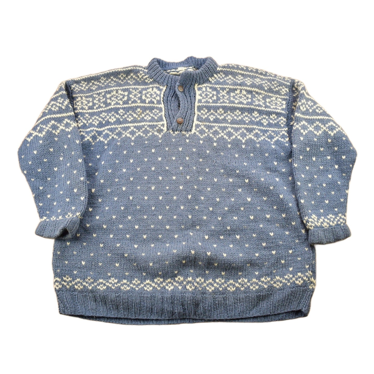 Vintage 1990s 100% Wool Henley Knit Sweater Men's 2XL from propervintagecanada