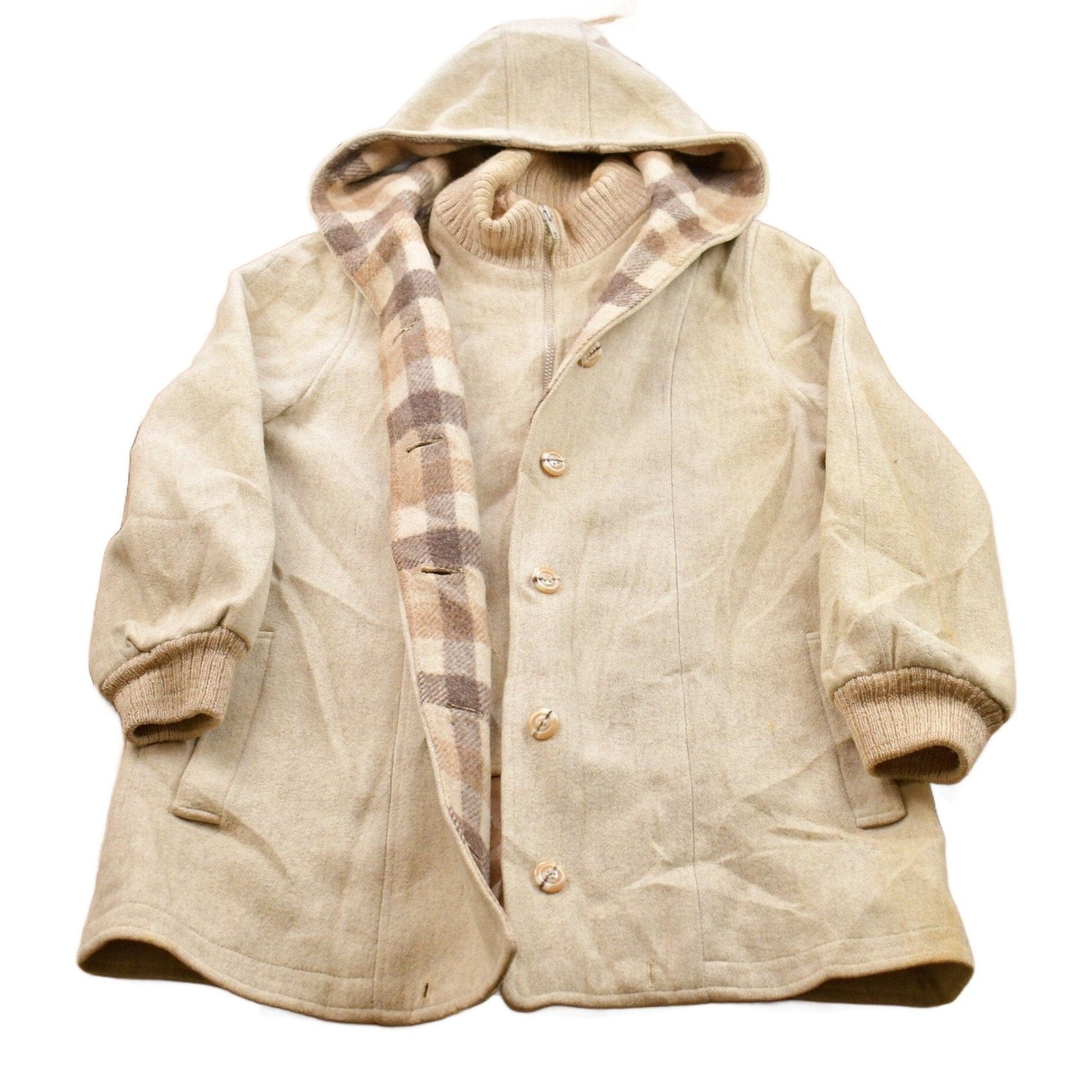 Vintage 1990s 100% Wool Hooded Jacket Men's Medium from propervintagecanada