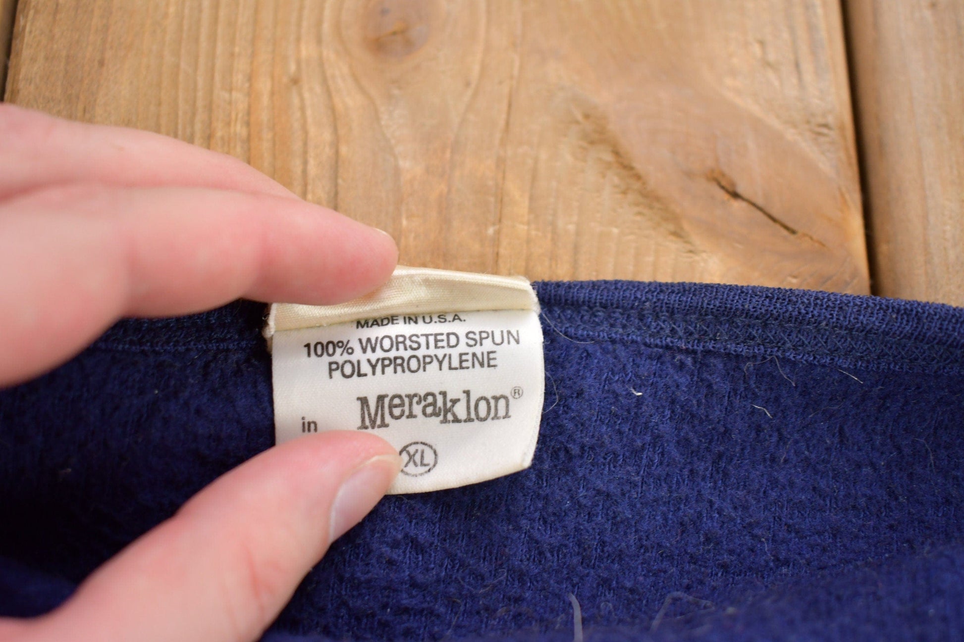 Vintage 1990s 100% Worsted Spun Polypropylene Meraklon Blank Sweatshirt Men's Large from propervintagecanada