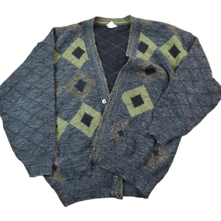 Vintage 1990s 15 Button 100% Wool Knit Sweater Men's XL from propervintagecanada