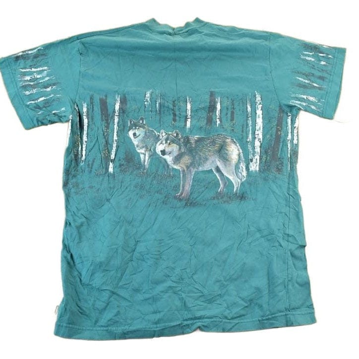Vintage 1990s 2 Wolves All Over Print Outdoors T-Shirt Men's XL from propervintagecanada