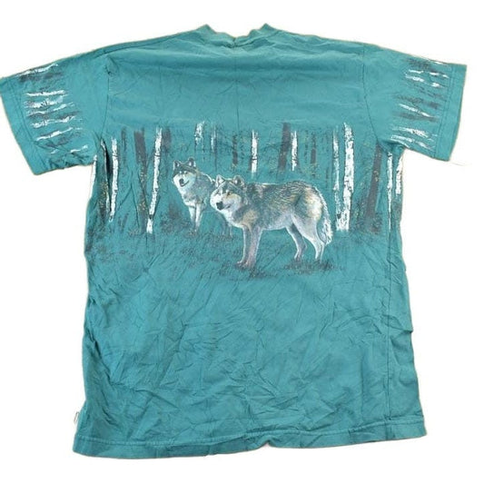 Vintage 1990s 2 Wolves All Over Print Outdoors T-Shirt Men's XL from propervintagecanada