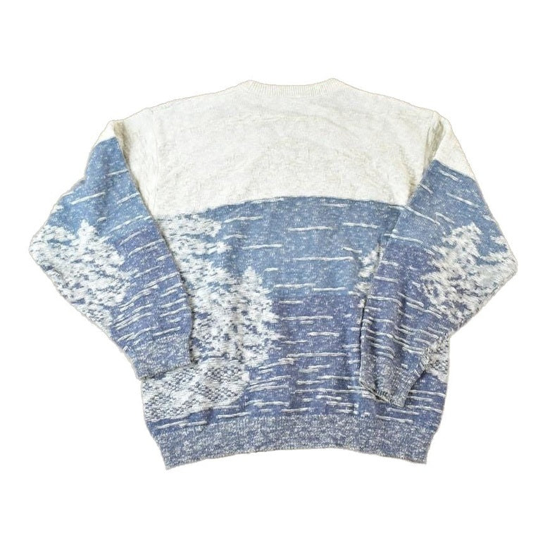 Vintage 1990s 3 Ducks Knit Abstract Pattern Crewneck Sweater Men's Large from propervintagecanada