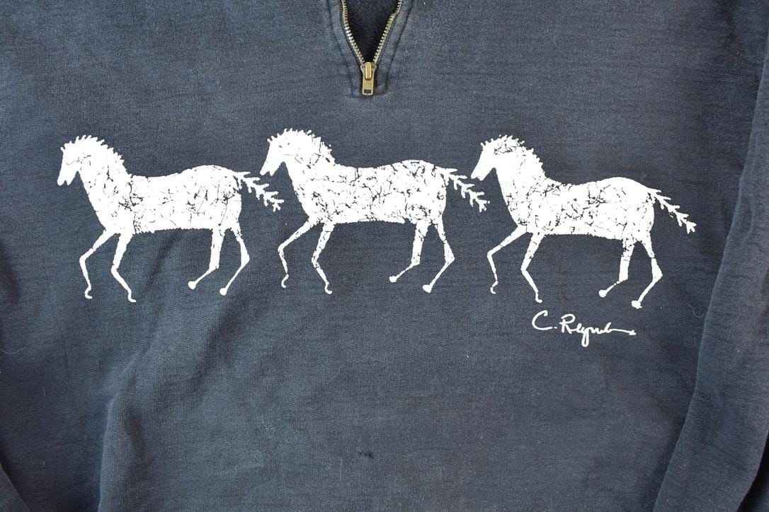 Vintage 1990s 3 Horse Quarter Zip Mock Neck Outdoorsman Sweatshirt Men's Large from propervintagecanada