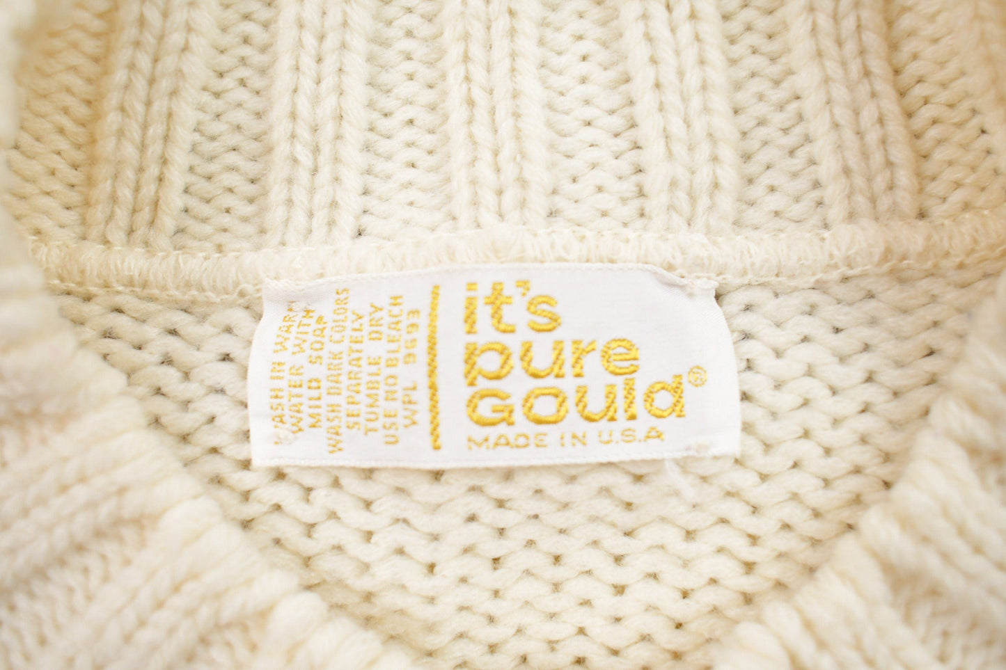 Vintage 1990s 3D Beige Cable Knit Button Up Crewneck Sweater Men's Small from propervintagecanada