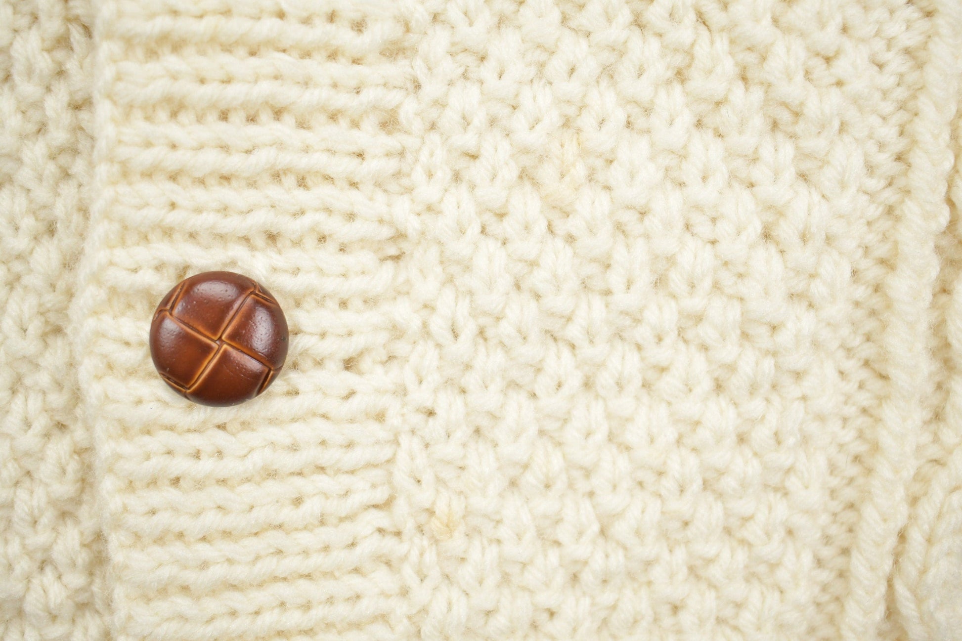 Vintage 1990s 3D Cable Knit Button Up Wool Sweater Women's M from propervintagecanada