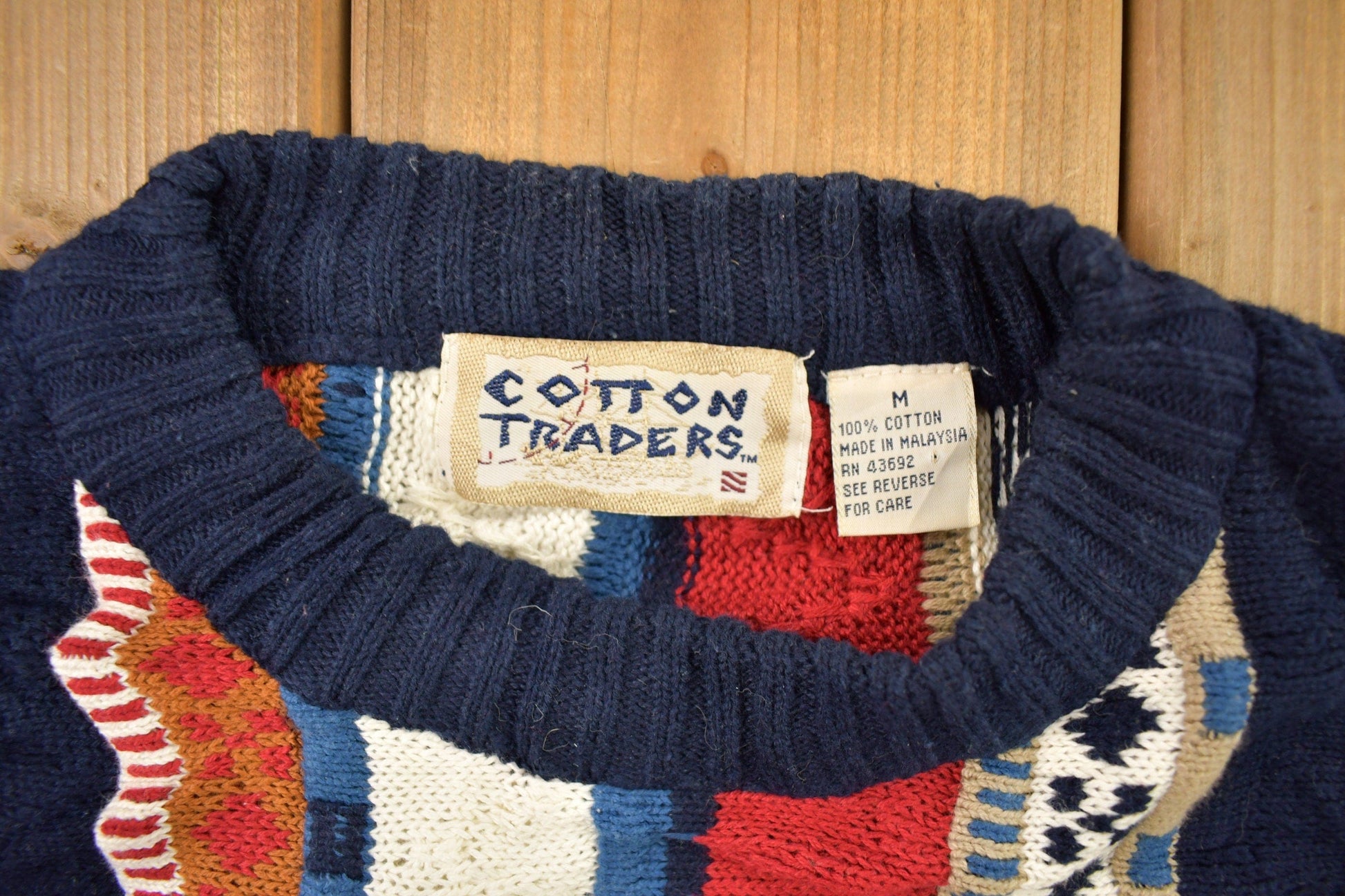 Vintage 1990s 3D Cable Knit Cotton Traders Sweater from propervintagecanada