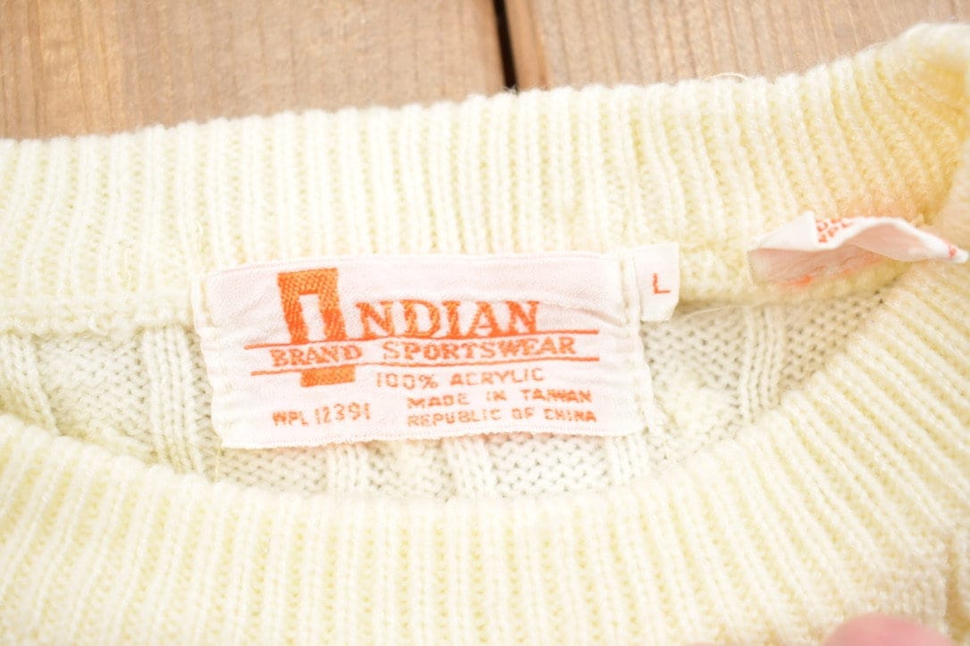 Vintage 1990s 3D Cable Knit Crewneck Sweater Men's Small from propervintagecanada