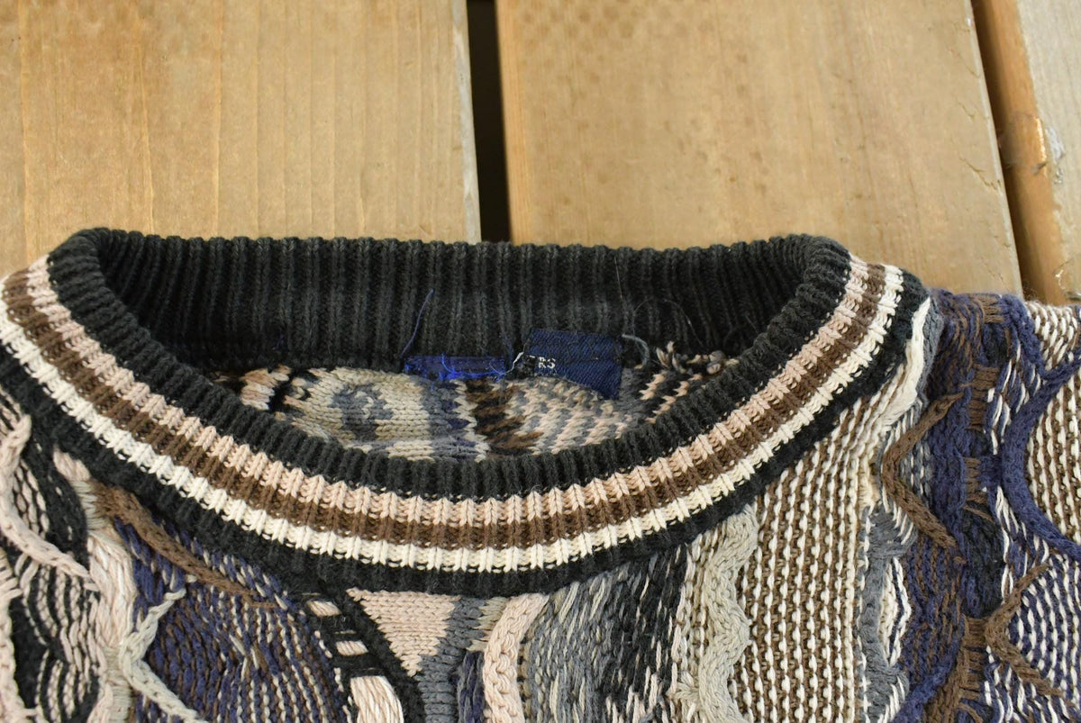 Vintage 1990s 3D Cable Knit Crewneck Sweater Men's XL from propervintagecanada