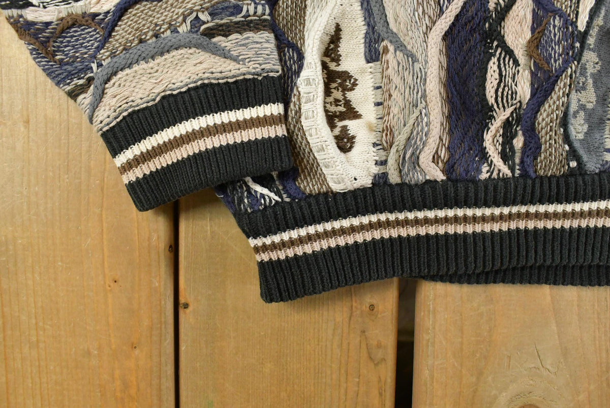 Vintage 1990s 3D Cable Knit Crewneck Sweater Men's XL from propervintagecanada