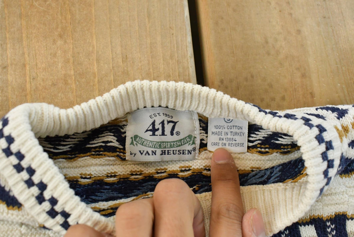 Vintage 1990s 417 Van Heusen Knit Crewneck Sweater Men's S from propervintagecanada