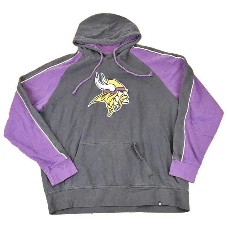 Vintage 1990s 47 Minnesota Vikings Embroidered NFL Hoodie Sweatshirt Men's XL from propervintagecanada