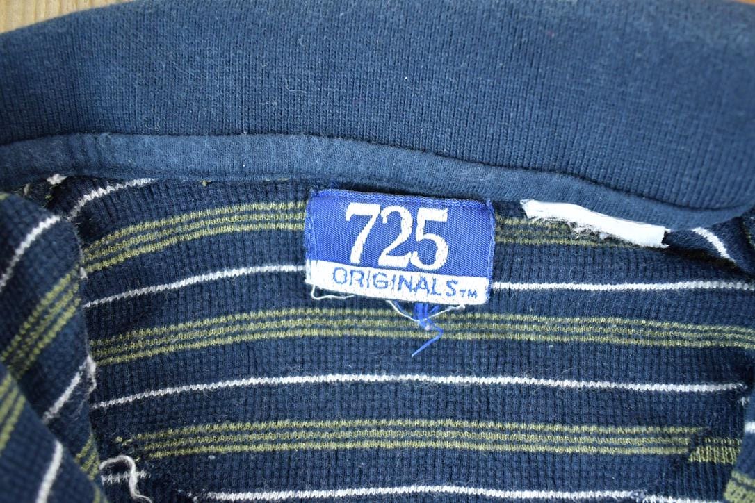 Vintage 1990s 725 Striped Button Up Polo Style Shirt Men's Large from propervintagecanada
