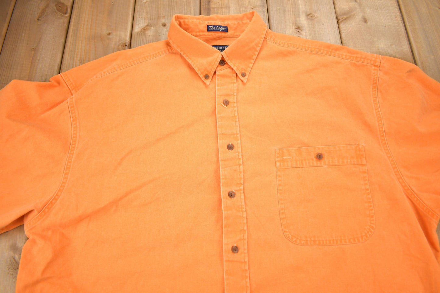 Vintage 1990s Abercrombie & Fitch Blank Orange Button Up Shirt Men's XL from propervintagecanada