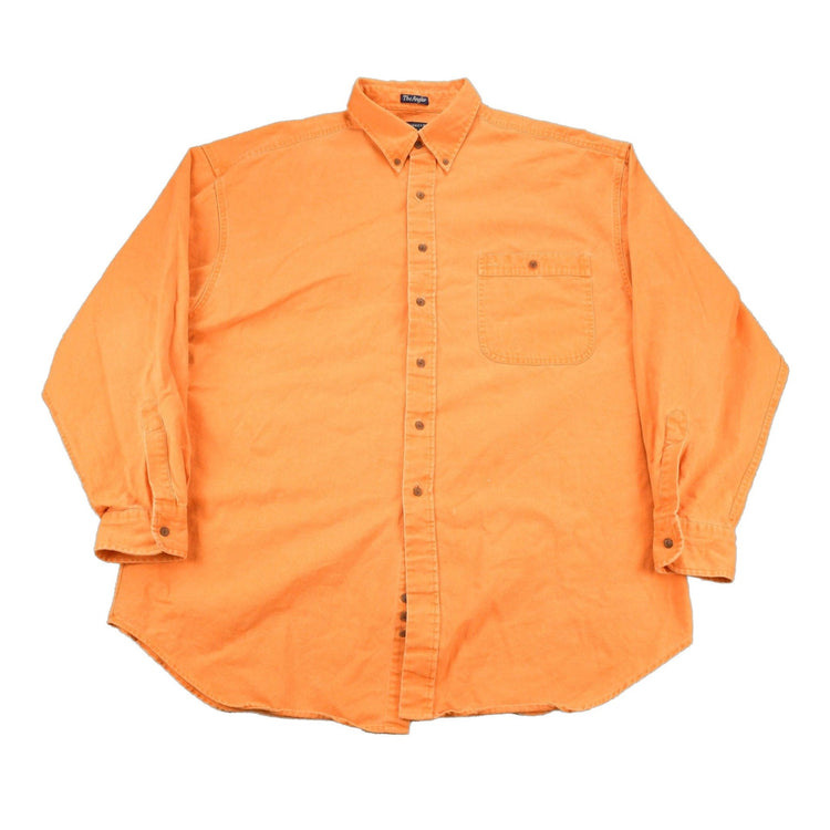 Vintage 1990s Abercrombie & Fitch Blank Orange Button Up Shirt Men's XL from propervintagecanada