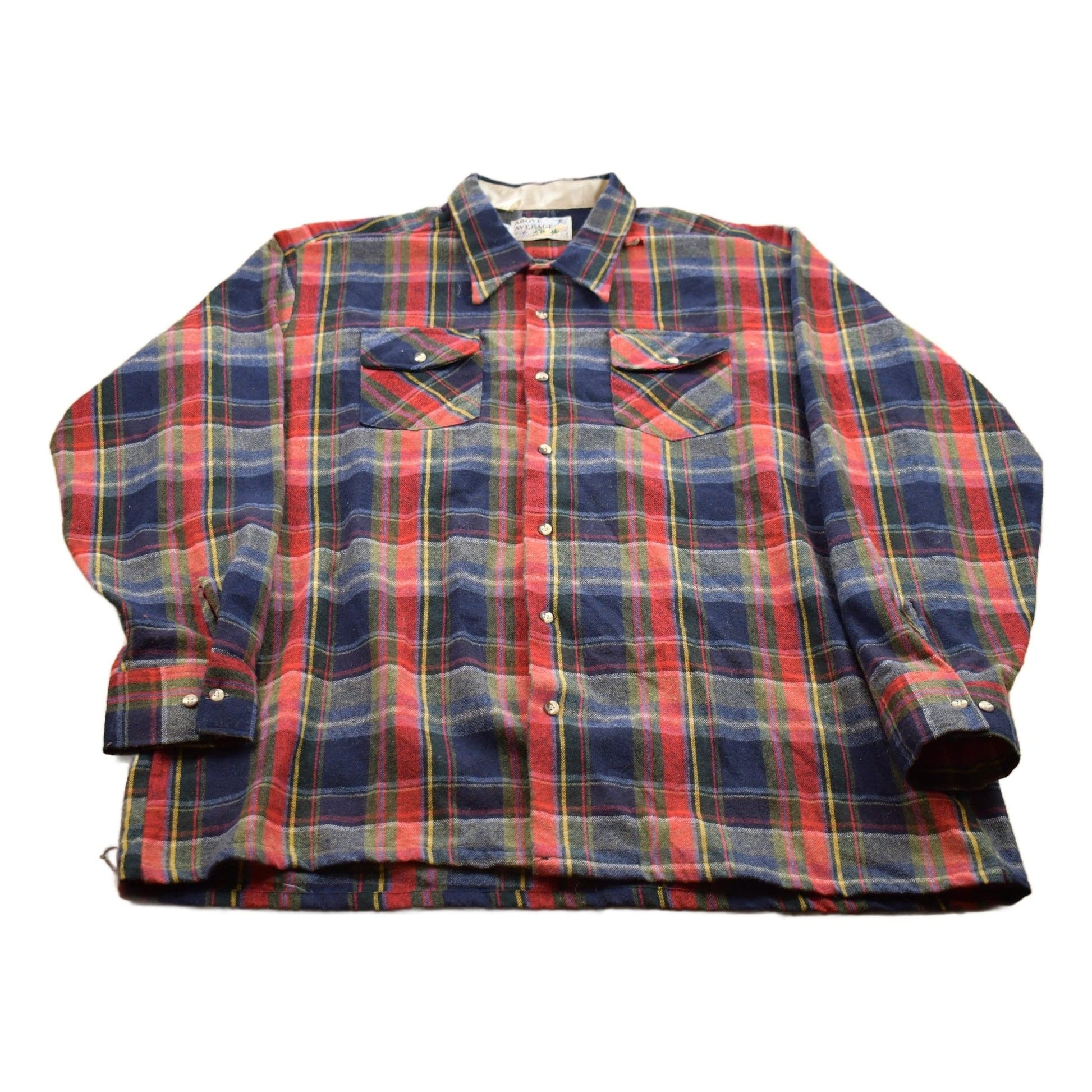 Vintage 1990s Above Average Plaid Flannel Button Up Shirt Men's 3XL from propervintagecanada