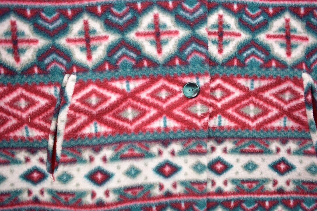 Vintage 1990s Abstract Button Up Fleece Sweater Men's 2XL from propervintagecanada