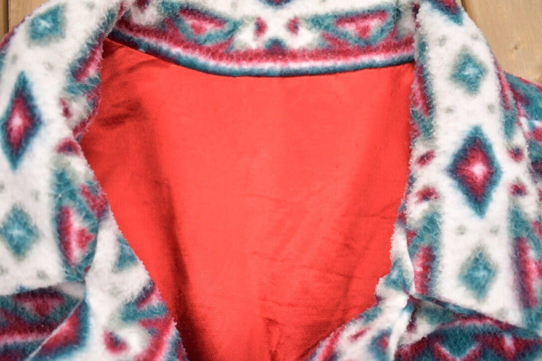 Vintage 1990s Abstract Button Up Fleece Sweater Men's 2XL from propervintagecanada