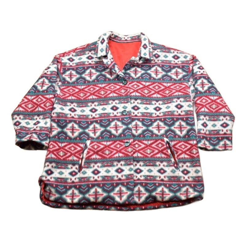 Vintage 1990s Abstract Button Up Fleece Sweater Men's 2XL from propervintagecanada