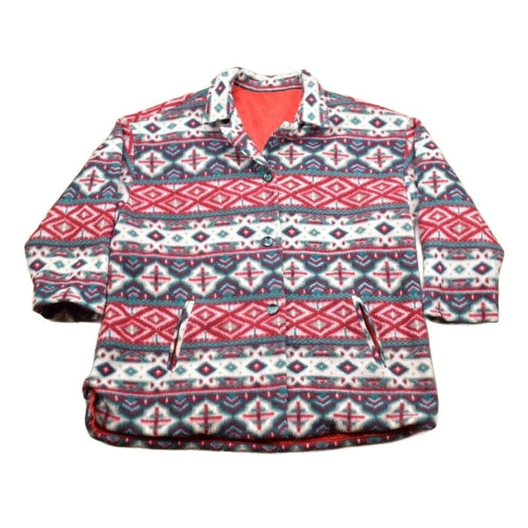 Vintage 1990s Abstract Button Up Fleece Sweater Men's 2XL from propervintagecanada