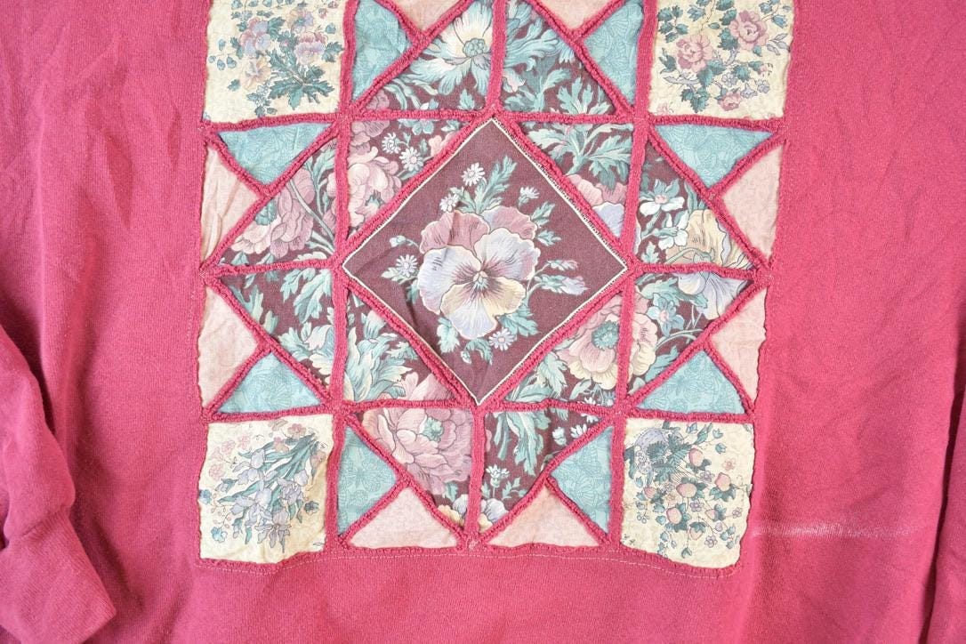 Vintage 1990s Abstract Floral Souvenir Crewneck Sweatshirt Made In USA Men's L from propervintagecanada