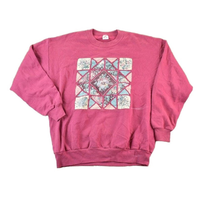 Vintage 1990s Abstract Floral Souvenir Crewneck Sweatshirt Made In USA Men's L from propervintagecanada