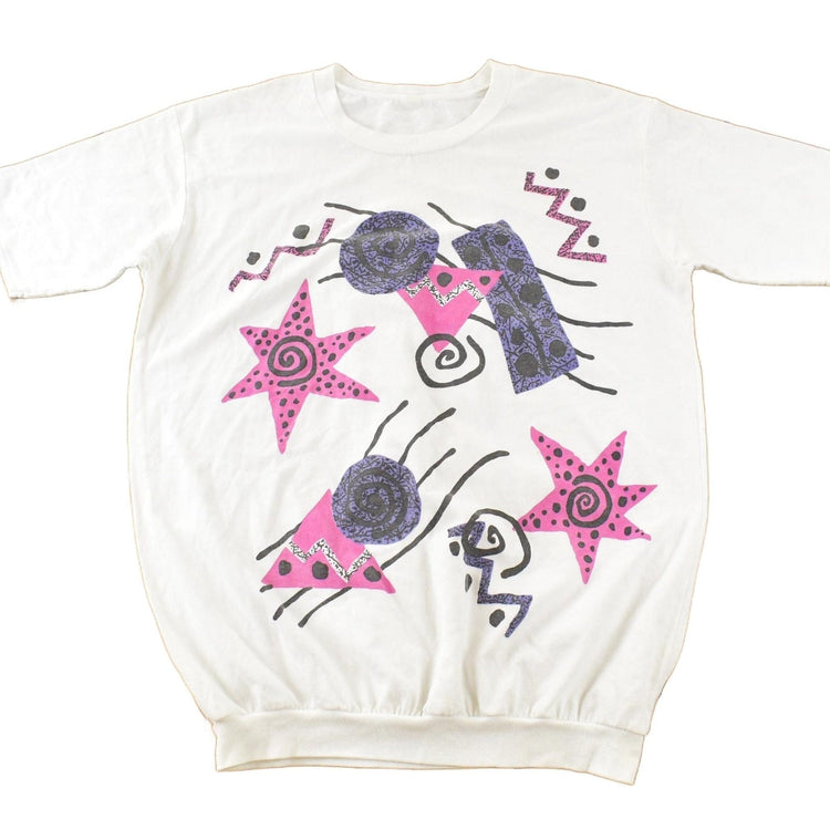 Vintage 1990s Abstract Geometric Theme Graphic T-Shirt Women's Large from propervintagecanada