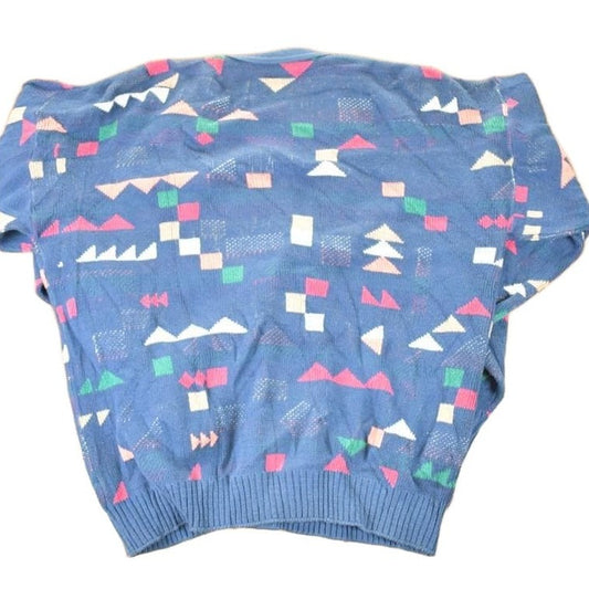 Vintage 1990s Abstract Knit Cardigan Sweater Men's XL from propervintagecanada