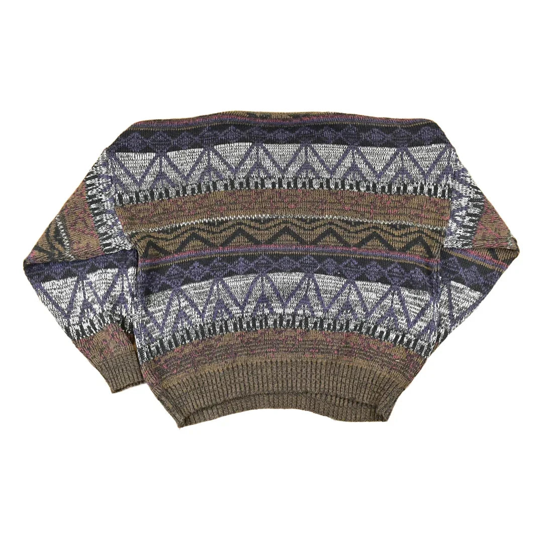 Vintage 1990s Abstract Knit Crewneck Sweater Men's L from propervintagecanada