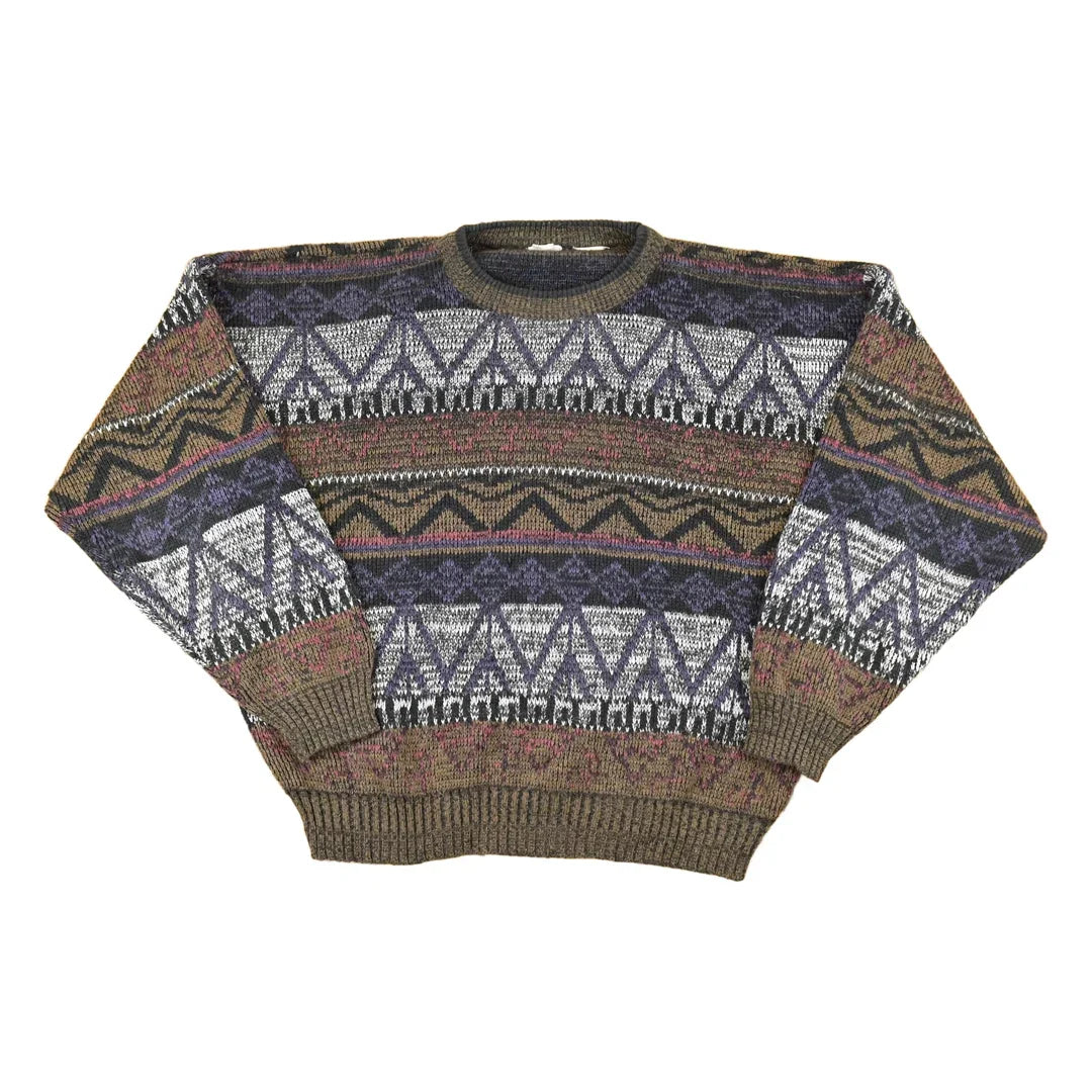 Vintage 1990s Abstract Knit Crewneck Sweater Men's L from propervintagecanada