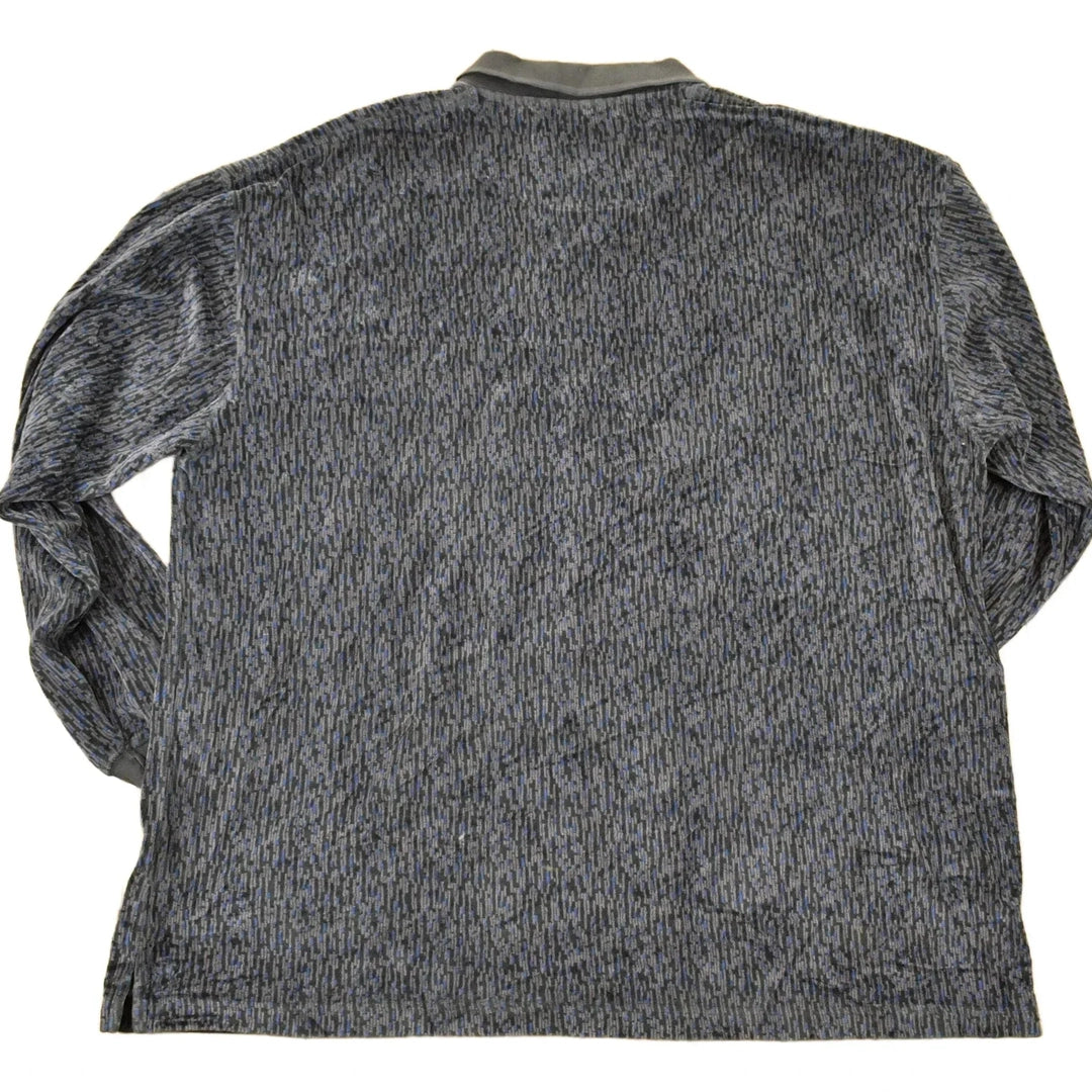 Vintage 1990s Abstract Knit Quarter Button Sweater Men's XL from propervintagecanada