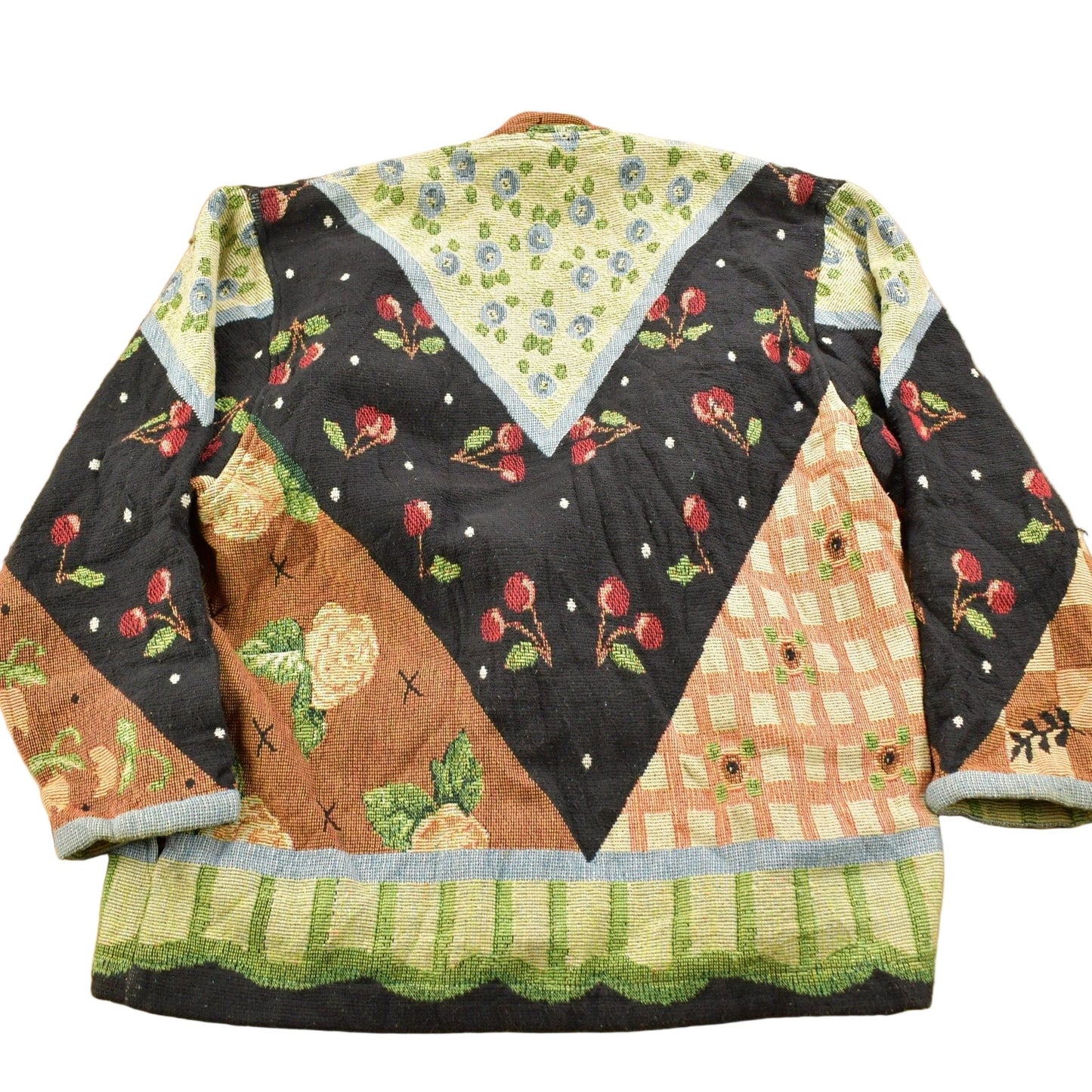 Vintage 1990s Abstract Patchwork Button Up Sweater from propervintagecanada