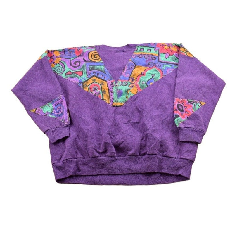 Vintage 1990s Abstract Pattern Crewneck Sweater Women's L from propervintagecanada