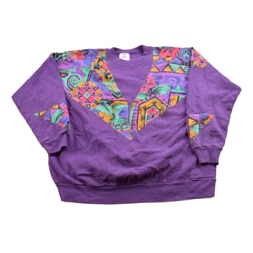 Vintage 1990s Abstract Pattern Crewneck Sweater Women's L from propervintagecanada
