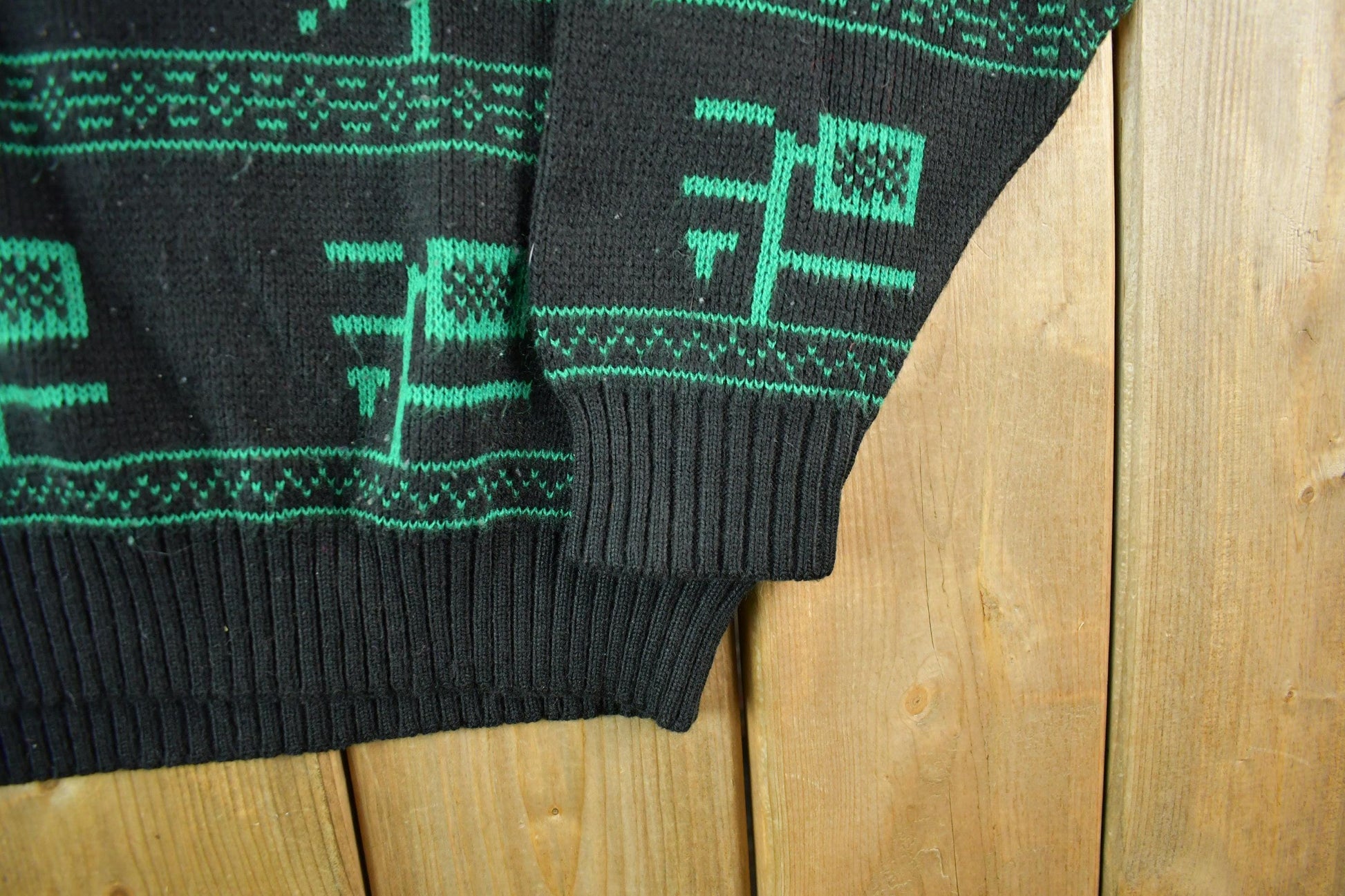 Vintage 1990s Abstract Pattern Knit Crewneck Sweater Men's Large from propervintagecanada