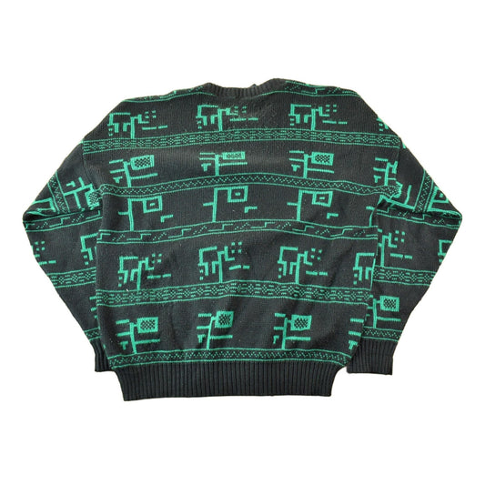 Vintage 1990s Abstract Pattern Knit Crewneck Sweater Men's Large from propervintagecanada