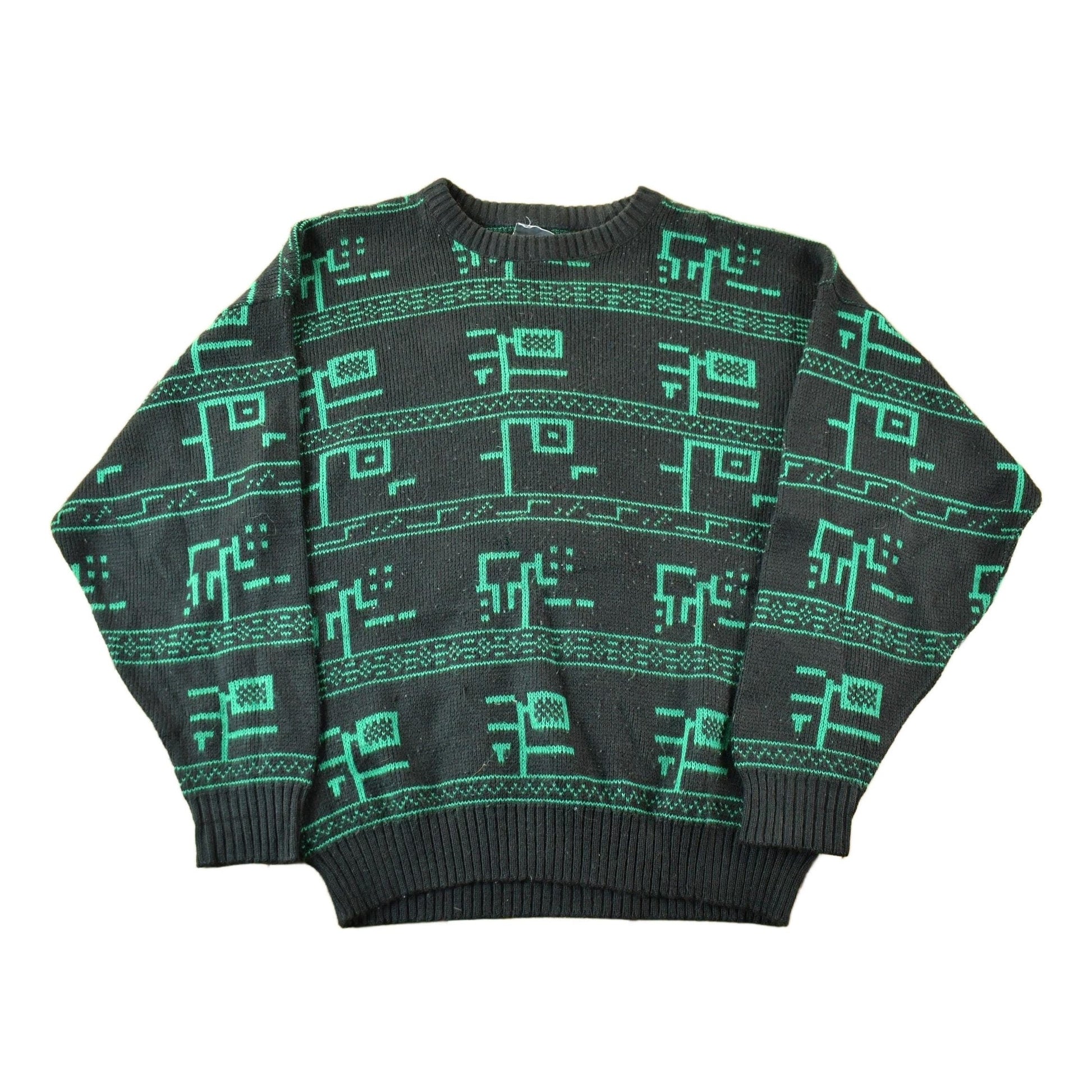 Vintage 1990s Abstract Pattern Knit Crewneck Sweater Men's Large from propervintagecanada