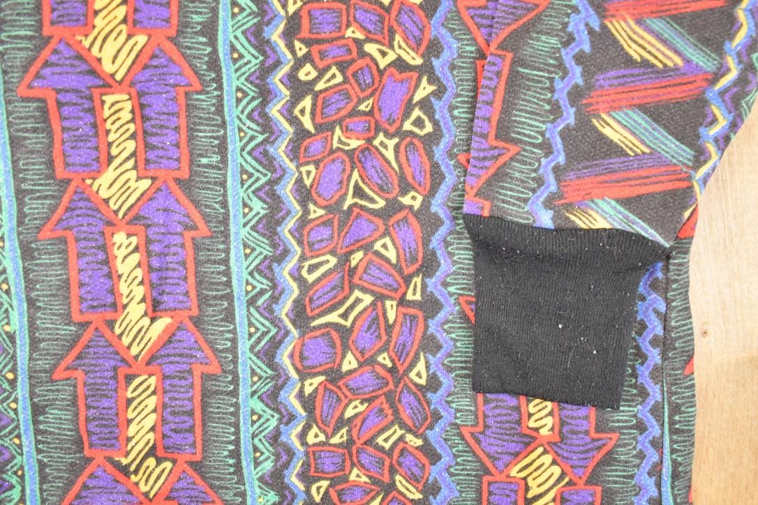 Vintage 1990s Abstract Print AOP Crewneck Sweatshirt Women's XL from propervintagecanada