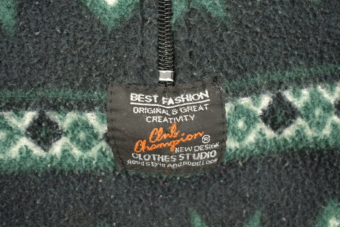 Vintage 1990s Abstract Quarter Zip Fleece Sweater Men's 2XL from propervintagecanada