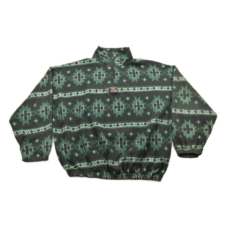 Vintage 1990s Abstract Quarter Zip Fleece Sweater Men's 2XL from propervintagecanada