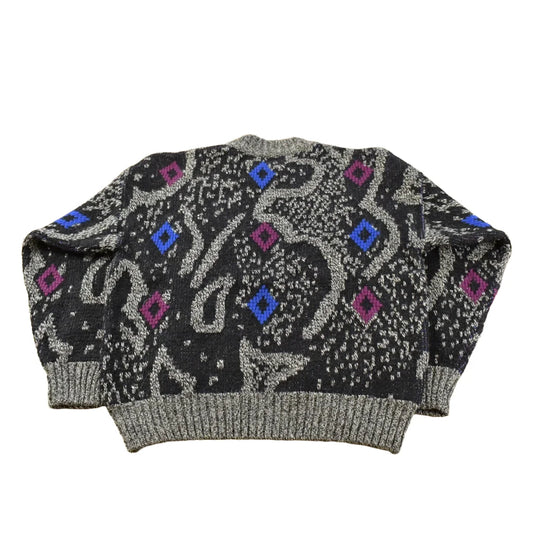 Vintage 1990s Abstract Wool Knit Crewneck Sweater Men's Small from propervintagecanada