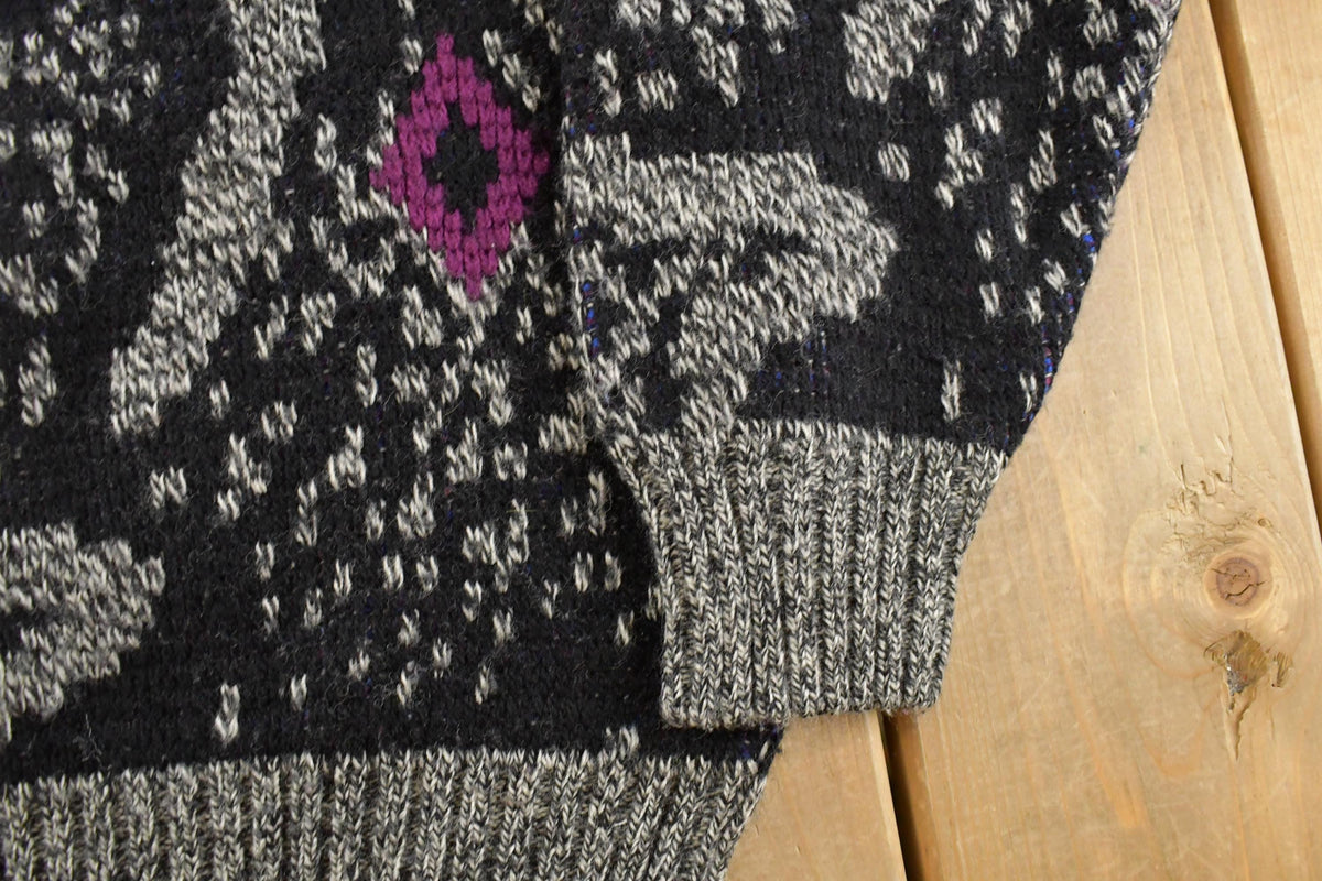 Vintage 1990s Abstract Wool Knit Crewneck Sweater Men's Small from propervintagecanada